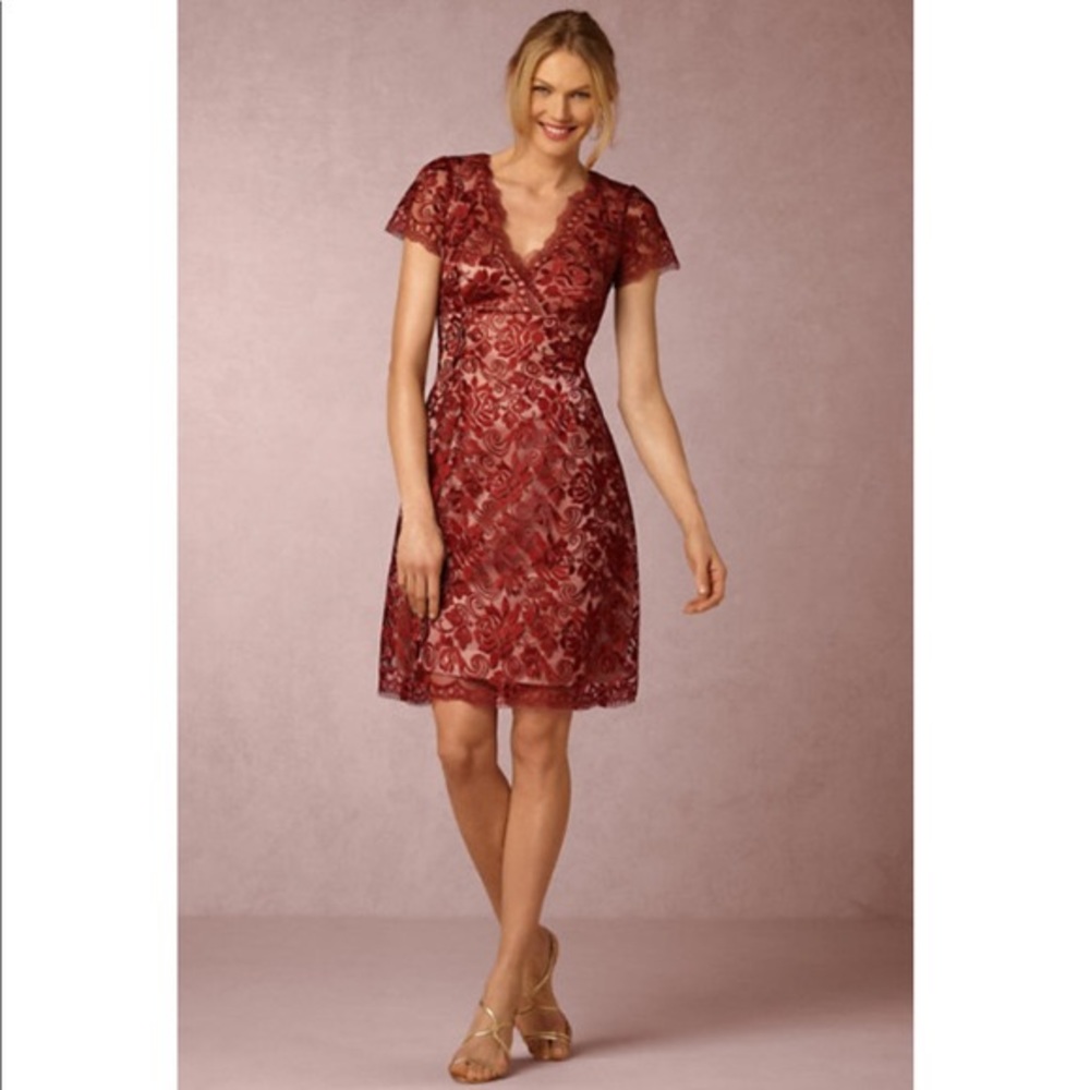 BHLDN Hitherto Red Lace Elaine Dress